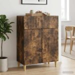 vidaXL Servírovacia skriňa so zásuvkou Dymový dub 66 x 34,5 x 90 cm – Obrázok 4