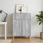 vidaXL Servírovacia skriňa so zásuvkou Sivá sonoma 66 x 34,5 x 90 cm – Obrázok 4