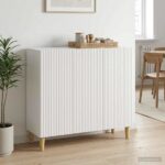 vidaXL Servírovacia skriňa Biela 89 x 34,5 x 80 cm Kompozitné drevo – Obrázok 4