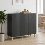 vidaXL Servírovacia skriňa Čierna 89 x 34,5 x 80 cm Kompozitné drevo