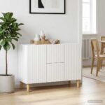 vidaXL Servírovacia skriňa Biela 89 x 34,5 x 60 cm Kompozitné drevo – Obrázok 4