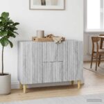 vidaXL Servírovacia skriňa so zásuvkou Sivá sonoma 89 x 34,5 x 60 cm – Obrázok 4