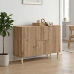 vidaXL Servírovacia skriňa so zásuvkou Dub artisan 89 x 34,5 x 60 cm – Obrázok 4