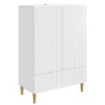vidaXL Servírovacia skriňa Biela 66 x 34,5 x 95 cm Kompozitné drevo – Obrázok 2