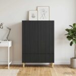 vidaXL Servírovacia skriňa Čierna 66 x 34,5 x 95 cm Kompozitné drevo