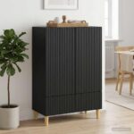 vidaXL Servírovacia skriňa Čierna 66 x 34,5 x 95 cm Kompozitné drevo – Obrázok 3