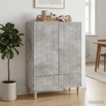 vidaXL Servírovacia skriňa so zásuvkou Betónovo sivá 66 x 34,5 x 95 cm