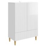 vidaXL Servírovacia skriňa Biela s vysokým leskom 66 x 34,5 x 95 cm – Obrázok 2