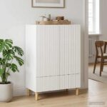 vidaXL Servírovacia skriňa Biela s vysokým leskom 66 x 34,5 x 95 cm – Obrázok 3