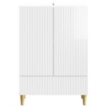 vidaXL Servírovacia skriňa Biela s vysokým leskom 66 x 34,5 x 95 cm – Obrázok 5