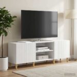 vidaXL TV skrinka Biela s vysokým leskom 150 x 31 x 50 cm – Obrázok 4