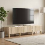 vidaXL TV skrinka Dub sonoma 147 x 34,5 x 30 cm Kompozitné drevo – Obrázok 4