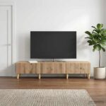 vidaXL TV skrinka Dub artisan 147 x 34,5 x 30 cm Kompozitné drevo – Obrázok 4