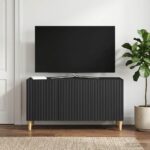 vidaXL TV skrinka Čierna 99 x 34,5 x 50 cm Kompozitné drevo – Obrázok 4