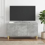 vidaXL TV skrinka Betónovo sivá 99 x 34,5 x 50 cm Kompozitné drevo – Obrázok 4