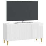 vidaXL TV skrinka Biela s vysokým leskom 99 x 34,5 x 50 cm – Obrázok 3