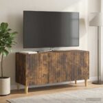 vidaXL TV skrinka Dymový dub 99 x 34,5 x 50 cm Kompozitné drevo – Obrázok 4