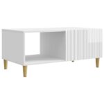 vidaXL Konferenčný stolík Biela s vysokým leskom 90 x 50 x 40 cm – Obrázok 2