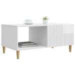 vidaXL Konferenčný stolík Biela s vysokým leskom 90 x 50 x 40 cm – Obrázok 3