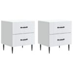 vidaXL Nočný stolík 2 pcs Biela 43 x 34,5 x 47,5 cm Kompozitné drevo
