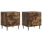 vidaXL Nočný stolík so zásuvkou 2 pcs Dymový dub 43 x 34,5 x 47,5 cm