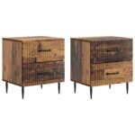 vidaXL Nočný stolík so zásuvkou 2 pcs Staré drevo 43 x 34,5 x 47,5 cm