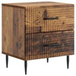 vidaXL Nočný stolík so zásuvkou 2 pcs Staré drevo 43 x 34,5 x 47,5 cm – Obrázok 3