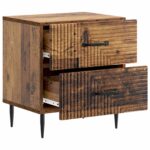 vidaXL Nočný stolík so zásuvkou 2 pcs Staré drevo 43 x 34,5 x 47,5 cm – Obrázok 4