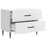 vidaXL Nočný stolík Biela 62 x 34,5 x 47,5 cm Kompozitné drevo – Obrázok 3