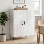 vidaXL Servírovacia skriňa Biela 66 x 34,5 x 89,5 cm Kompozitné drevo – Obrázok 4