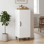 vidaXL Servírovacia skriňa Biela s vysokým leskom 33 x 34,5 x 89,5 cm – Obrázok 4