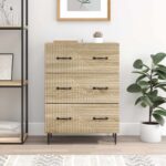 vidaXL Zásuvkový kabinet Dub sonoma 66 x 34,5 x 89,5 cm – Obrázok 4
