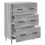 vidaXL Zásuvkový kabinet Sivý Sonoma 66 x 34,5 x 89,5 cm – Obrázok 3