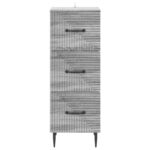 vidaXL Zásuvkový kabinet Sivá sonoma 33 x 34,5 x 89,5 cm – Obrázok 4