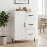 vidaXL Servírovacia skriňa Biela s vysokým leskom 66 x 34,5 x 89,5 cm