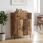 vidaXL Servírovacia skriňa so zásuvkou Staré drevo 66 x 34,5 x 89,5 cm