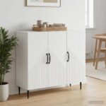 vidaXL Servírovacia skriňa Biela 89 x 34,5 x 80 cm Kompozitné drevo – Obrázok 4