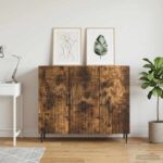 vidaXL Servírovacia skriňa Dymový dub 89 x 34,5 x 80 cm – Obrázok 4