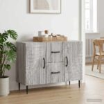 vidaXL Servírovacia skriňa so zásuvkou Sivá sonoma 89 x 34,5 x 60 cm – Obrázok 4