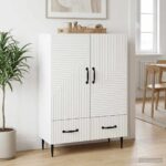vidaXL Servírovacia skriňa Biela 66 x 34,5 x 95 cm Kompozitné drevo – Obrázok 3