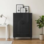 vidaXL Servírovacia skriňa Čierna 66 x 34,5 x 95 cm Kompozitné drevo – Obrázok 3