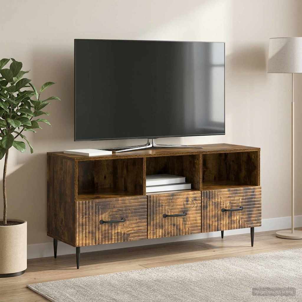 894910_1.jpg vidaXL TV skrinka Dymový dub 102 x 34,5 x 50 cm Kompozitné drevo – Obrázok 1