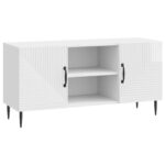 vidaXL TV skrinka Biela s vysokým leskom 102 x 34,5 x 50 cm – Obrázok 2