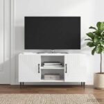 vidaXL TV skrinka Biela s vysokým leskom 102 x 34,5 x 50 cm – Obrázok 4