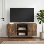 vidaXL TV skrinka Dymový dub 102 x 34,5 x 50 cm Kompozitné drevo
