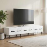 vidaXL TV skrinka Biela 147 x 34,5 x 30 cm Kompozitné drevo – Obrázok 4