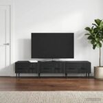 vidaXL TV skrinka Čierna 147 x 34,5 x 30 cm Kompozitné drevo – Obrázok 4