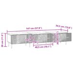 vidaXL TV skrinka Betónovo sivá 147 x 34,5 x 30 cm Kompozitné drevo – Obrázok 11