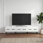 vidaXL TV skrinka Biela s vysokým leskom 147 x 34,5 x 30 cm
