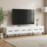 vidaXL TV skrinka Biela s vysokým leskom 147 x 34,5 x 30 cm – Obrázok 4